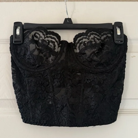 Vintage Victoria’s Secret Gold Label Black Lace Bustier - Picture 1 of 7
